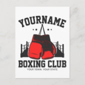 プロボクサーADD NAME赤い手袋ボクシングリングや輪トレーニング ポストカード (正面)