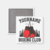 プロボクサーADD NAME赤い手袋ボクシングリングや輪トレーニング マグネット (正面/裏面)