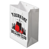 プロボクサーADD NAME赤い手袋ボクシングリングや輪トレーニング ミディアムペーパーバッグ (正面アングル)