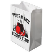 プロボクサーADD NAME赤い手袋ボクシングリングや輪トレーニング ミディアムペーパーバッグ (裏面アングル)