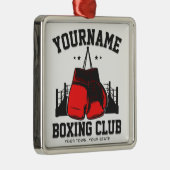 プロボクサーADD NAME赤い手袋ボクシングリングや輪トレーニング メタルオーナメント (右)