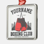 プロボクサーADD NAME赤い手袋ボクシングリングや輪トレーニング メタルオーナメント (左)