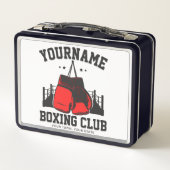プロボクサーADD NAME赤い手袋ボクシングリングや輪トレーニング メタルランチボックス (裏面)