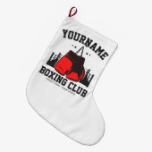 プロボクサーADD NAME赤い手袋ボクシングリングや輪トレーニング ラージクリスマスストッキング (正面 (吊り時))