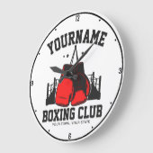 プロボクサーADD NAME赤い手袋ボクシングリングや輪トレーニング ラージ壁時計 (傾斜)