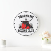 プロボクサーADD NAME赤い手袋ボクシングリングや輪トレーニング ラージ壁時計 (ホーム)