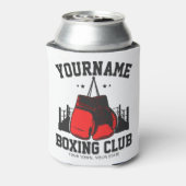 プロボクサーADD NAME赤い手袋ボクシングリングや輪トレーニング 缶クーラー (缶裏面)