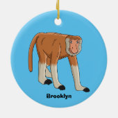 プロボシおもしろいス猿の漫画イラストレーション セラミックオーナメント (裏面)