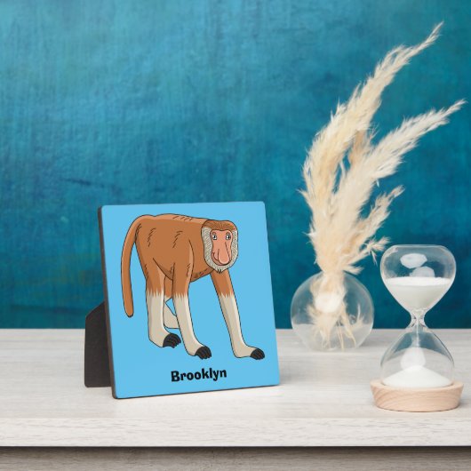 プロボシおもしろいス猿の漫画イラストレーション フォトプラーク (インサイチュ)