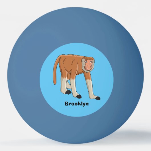 プロボシおもしろいス猿の漫画イラストレーション 卓球ボール (裏面)