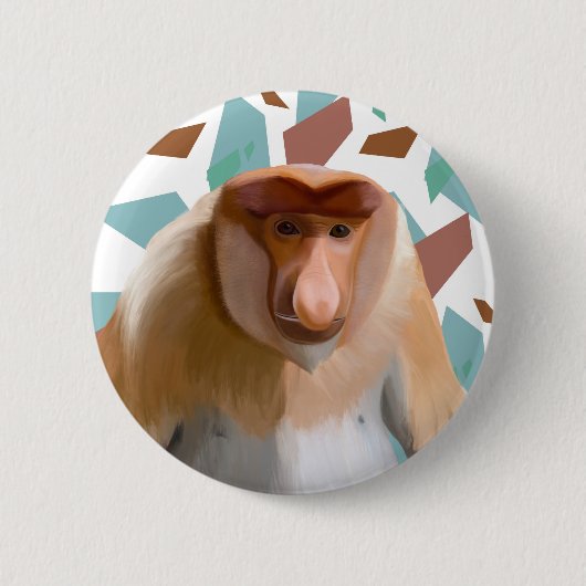 プロボシス・モンキー絶滅危惧種 缶バッジ (正面)