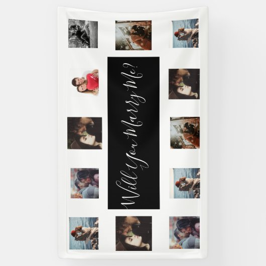 プロポーザルのバナーを写真と一緒に結婚するか 横断幕 (縦)