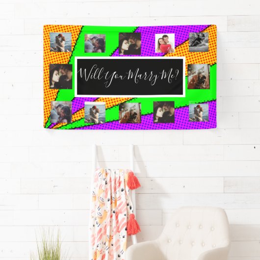 プロポーザルのバナーを写真と一緒に結婚するか 横断幕 (インサイチュ)