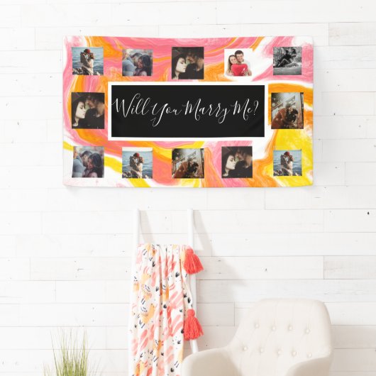 プロポーザルのバナーを写真と一緒に結婚するか 横断幕 (インサイチュ)