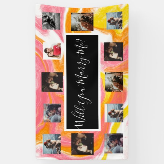 プロポーザルのバナーを写真と一緒に結婚するか 横断幕 (縦)