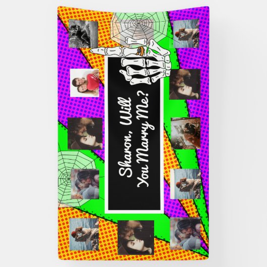 プロポーザルのバナーを写真と一緒に結婚するか 横断幕 (縦)