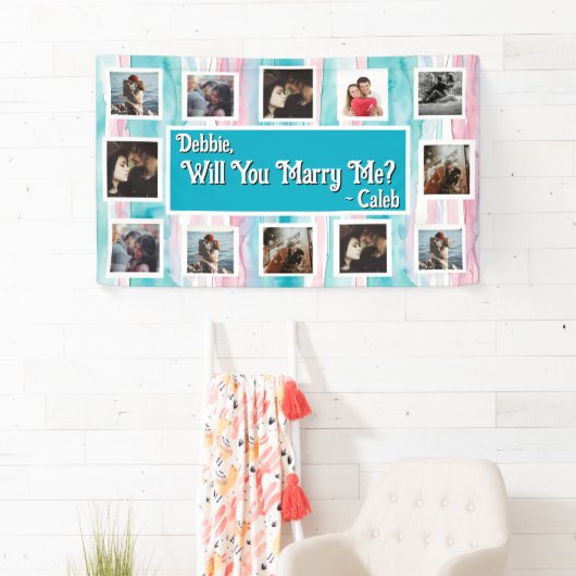 プロポーザルのバナーを写真と一緒に結婚するか 横断幕 (インサイチュ)