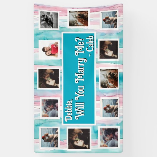 プロポーザルのバナーを写真と一緒に結婚するか 横断幕 (縦)