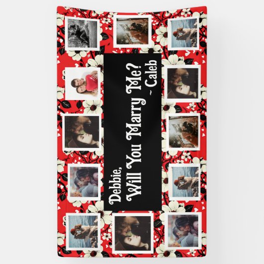 プロポーザルのバナーを写真と一緒に結婚するか 横断幕 (縦)