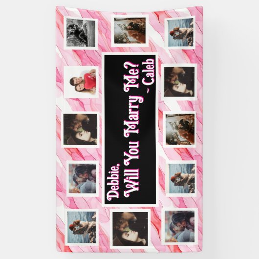 プロポーザルのバナーを写真と一緒に結婚するか 横断幕 (縦)