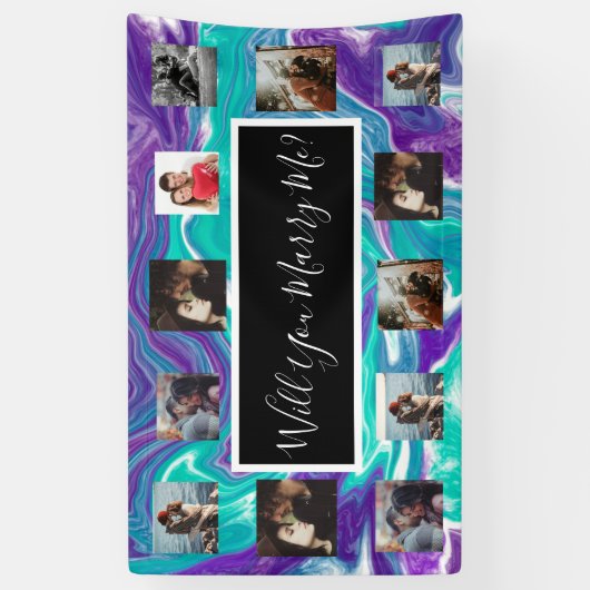 プロポーザルのバナーを写真と一緒に結婚するか 横断幕 (縦)