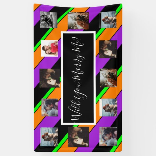 プロポーザルのバナーを写真と一緒に結婚するか 横断幕 (縦)