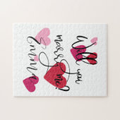 プロポーザルをパーソナライズしたハート ジグソーパズル (横)