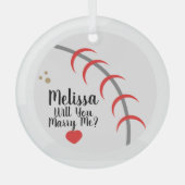 プロポーザルオーナメント – あなたは私をスポーツと結婚するか ガラスオーナメント (正面)