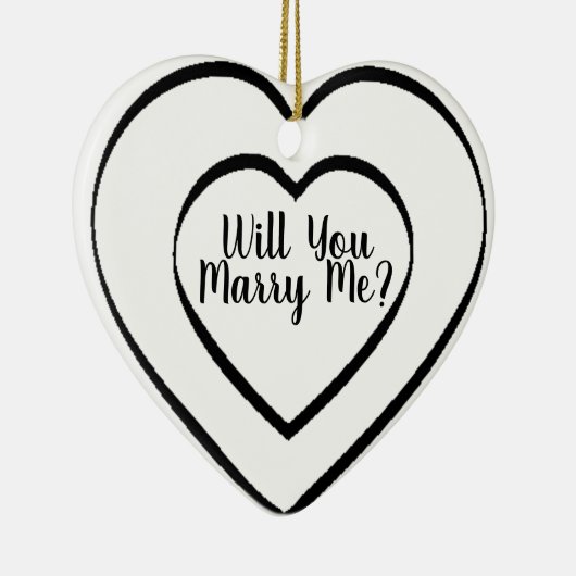 プロポーザルオーナメント – 私と結婚してくれるかハート セラミックオーナメント (右)