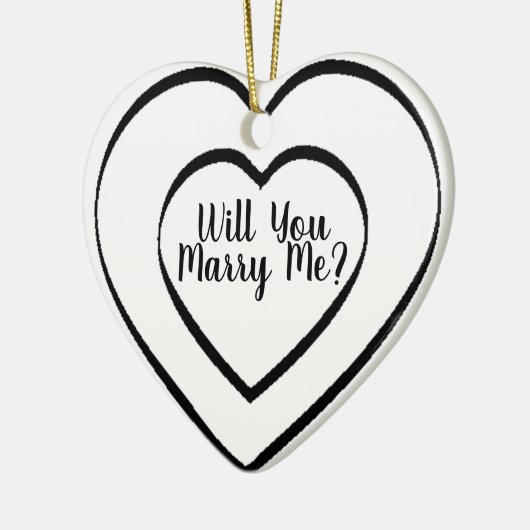 プロポーザルオーナメント – 私と結婚してくれるかハート セラミックオーナメント (左)
