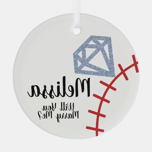 プロポーザルオーナメント – 私の野球と結婚してくれないか ガラスオーナメント (裏面)