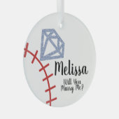 プロポーザルオーナメント – 私の野球と結婚してくれないか ガラスオーナメント (正面右)