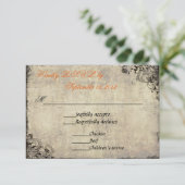 プロポーザルヴィンテージウェディングRSVP in Orange 出欠カード (スタンド正面)