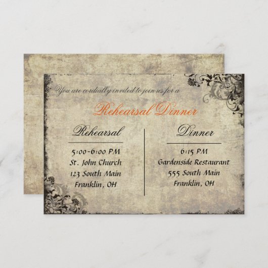 プロポーザルヴィンテージリハーサル夕食券 招待状 (正面/裏面)
