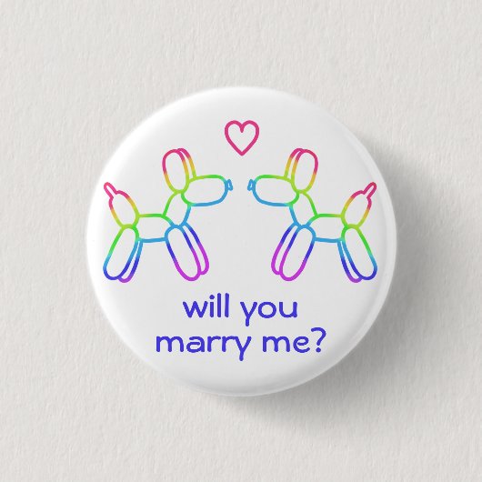 プロポーザルRAINBOW BALLOON DOGS in Loveボタン 缶バッジ (正面)