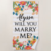 プロポーショパーソナライズされたン結婚ビーチタオル ビーチタオル (正面)