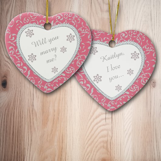 プロポーショ結婚ンピンクダマスダイヤフェイクモンド セラミックオーナメント