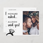 プロポーズされたよ そう言った はい 名前 婚約 指輪 フォト 婚約 案内ポストカード (正面/裏面)