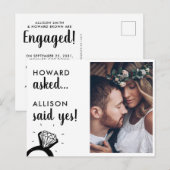 プロポーズされたよ！名前付きエンゲージメントリング写真 案内ポストカード (正面/裏面)