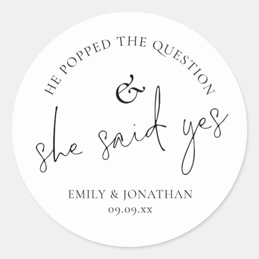 プロポーズされた彼女はイエスと答えた ラウンドシール (正面)