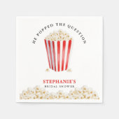 プロポーズされた ブライダルシャワーポップコーン スタンダードカクテルナプキン (正面)