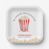 プロポーズされた ブライダルシャワーポップコーン ペーパープレート (正面)