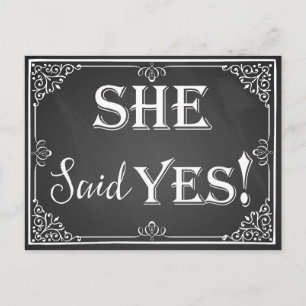 プロポーズしたら彼女は「イエス」と言った 結婚式の誓いのカードの写真小道具 案内ポストカード