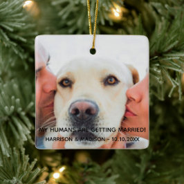 プロポーズの報告 カスタムフォト 犬 クリスマス セラミックオーナメント
