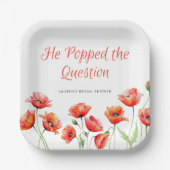 「プロポーズの瞬間」ポピー花のウェディングシャワー ペーパープレート (正面)