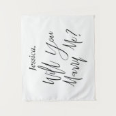 プロポーズの背景 カスタム名 あなたに結婚してくれますか タペストリー (正面)