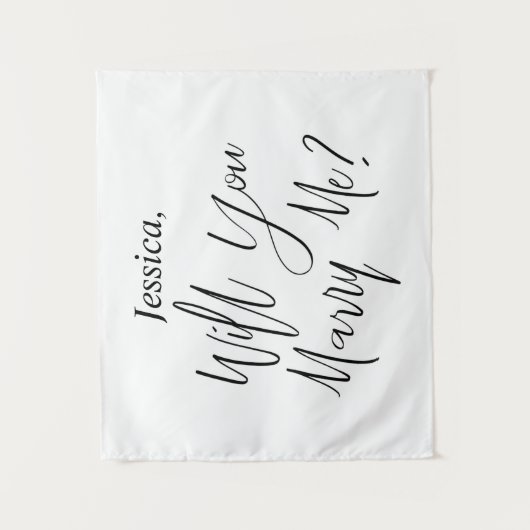 プロポーズの背景 カスタム名 あなたは私と結婚してくれますか タペストリー (正面)