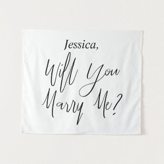 プロポーズの背景 カスタム名 あなたは私と結婚してくれますか タペストリー (正面(横))