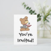 プロポーズやリングベアのくまのぬいぐるみデザイン 招待状 (スタンド正面)