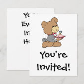 プロポーズやリングベアのくまのぬいぐるみデザイン 招待状 (正面/裏面)